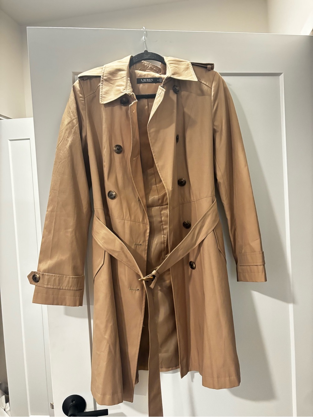 Ralph Lauren Tan Double-Breasted Trench Coat with Belt — Like New!
